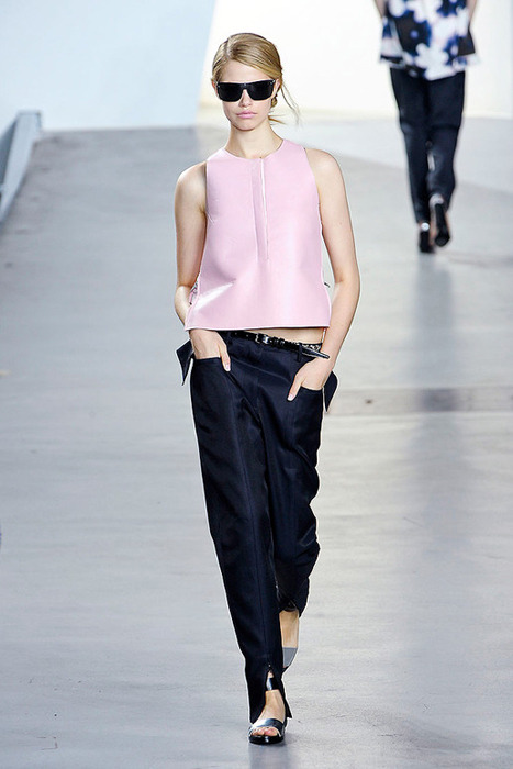 phillip lim 3.1 spring 2012 collection pink top side slit black trousers