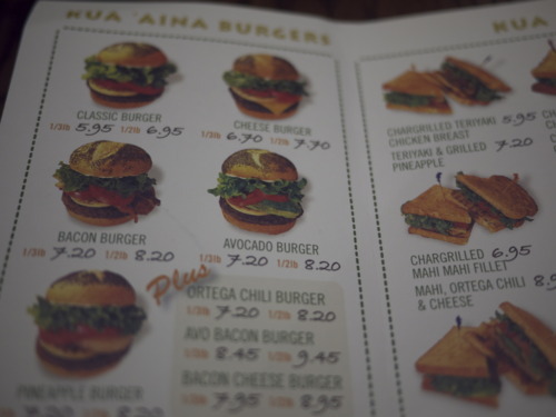 Kua 'Aina menu