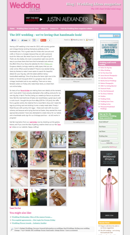 Wedding Ideas March 2012 Great write up of our handmade Wedding items in 