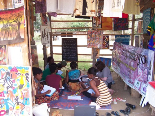 Chidi's arts/crafts stall, with the group