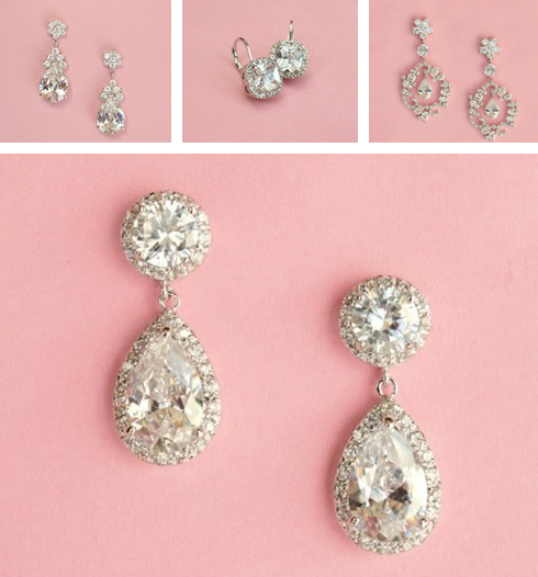 Rhinestone Bridal Earrings on Tailoredco Silver Drop Wedding Earrings 