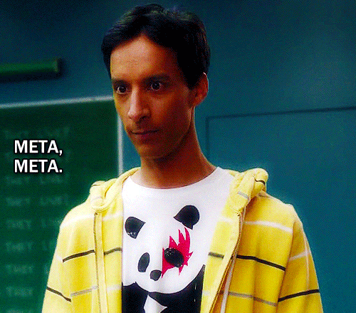 Image result for abed meta gif