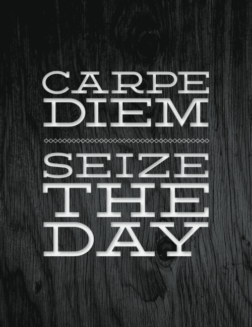  one of my favorite Latin quotes Carpe Diem or Seize the day Enjoy
