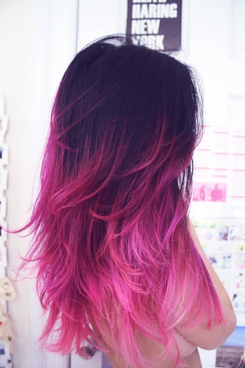 Black And Light Pink Ombre Hair