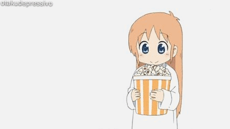 Resultado de imagem para anime comendo pipoca gif