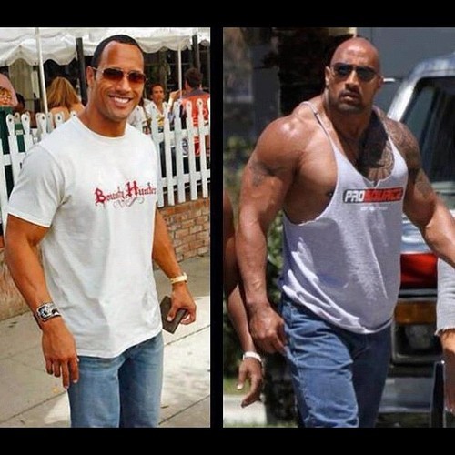 The Rock, difference in size over the years