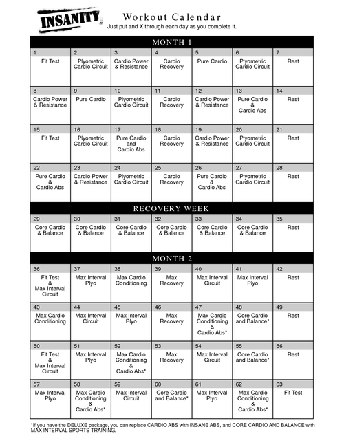 15 Minute Insanity 60 Day Workout Calendar Pdf for push your ABS