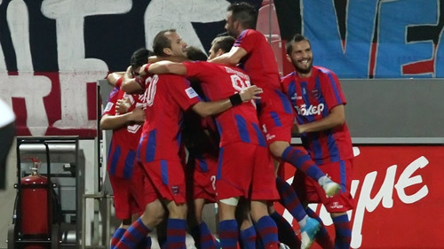 Panionios of Greek Super League celebrate after scoring