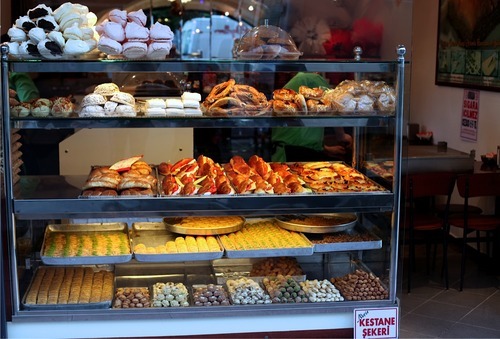 snapshot of a bakery in Istanbul, taken in July