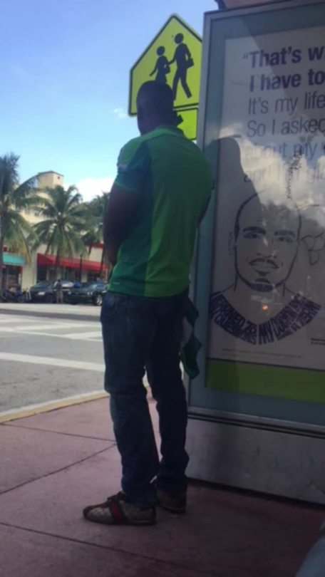 I was waiting for the bus when i spotted this hot black guy w a jacked body, wide back, strong arms, traps, and shoulders, with a 28 waist, a hard round butt, and a big monstercock bulge. Na, u canâ€™t see his package or him directly â€˜cause i wouldâ€™ve