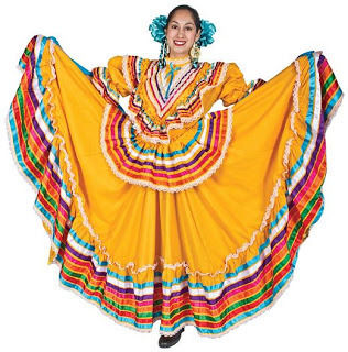 Traditional mexican dancer dress costume