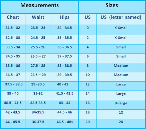 Uk clothing size chart women