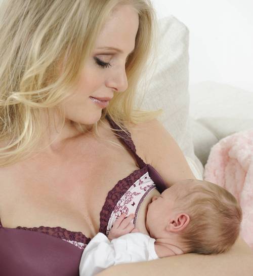 Moms breastfeeding with nursing bras