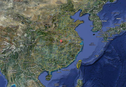 Map of China pinpointing Wuhan