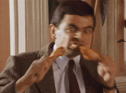 Mr Bean eating