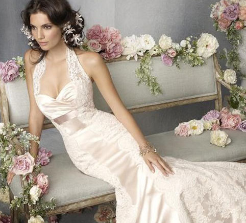 Ivory halter wedding dresses