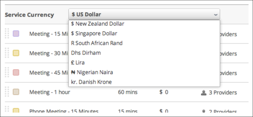 Select your currency from the dropdown
