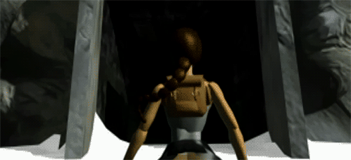 Lara Croft em uma FMV de Tomb Raider 1996.