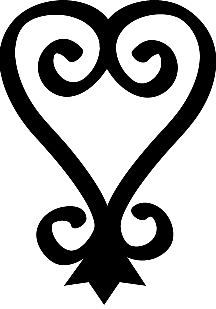 African symbol called Sankofa two curvy lines meeting in the shape of a heart